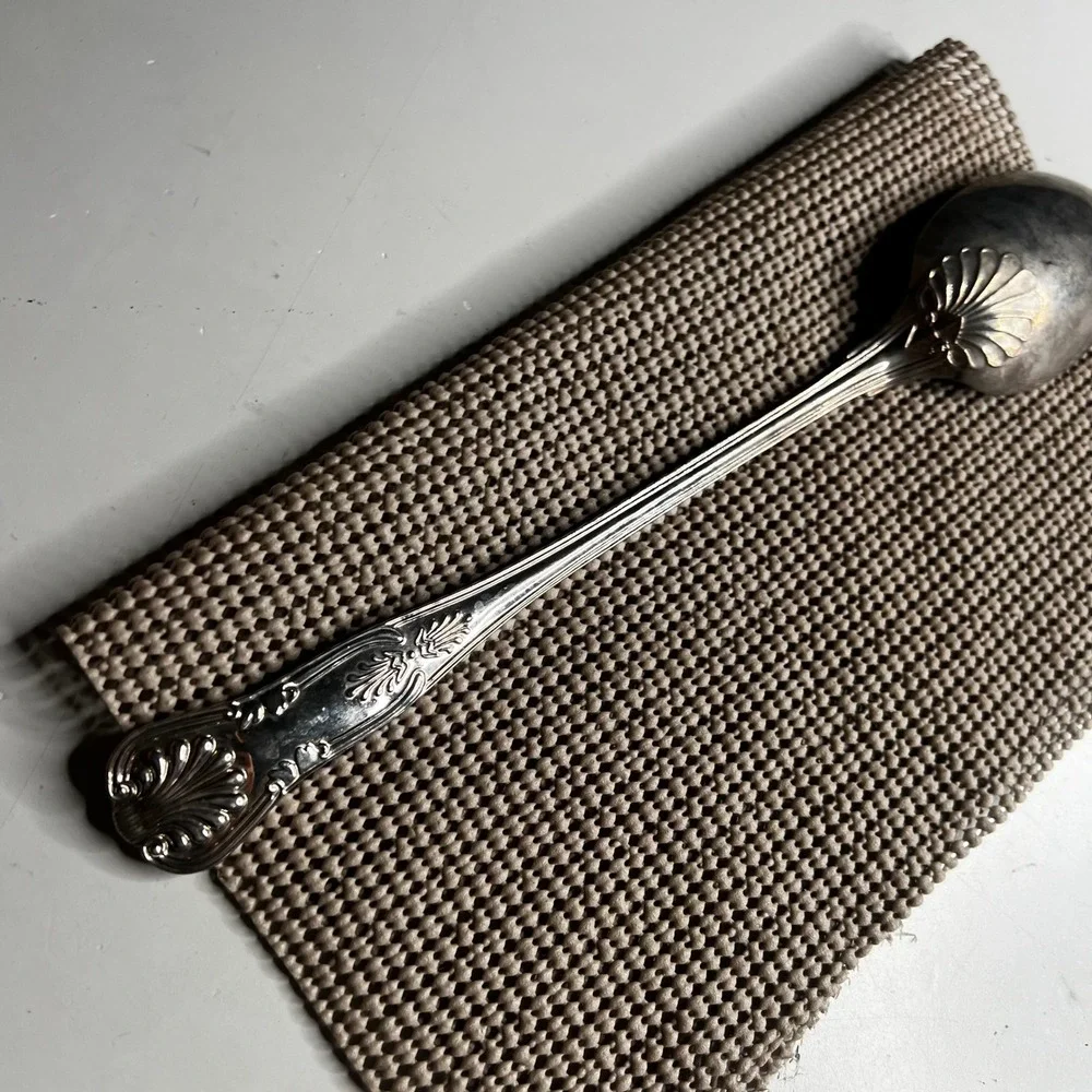 Vintage Silverplate Iced Tea Spoon Ornate King Richard Shell Pattern 8 Inch
